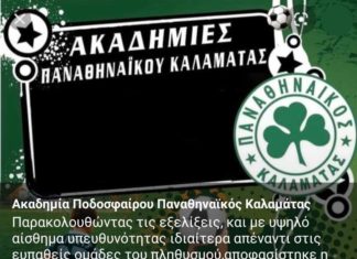 Παναθηναϊκός Καλαμάτας: Προπονήσεις stop για 14 ημέρες